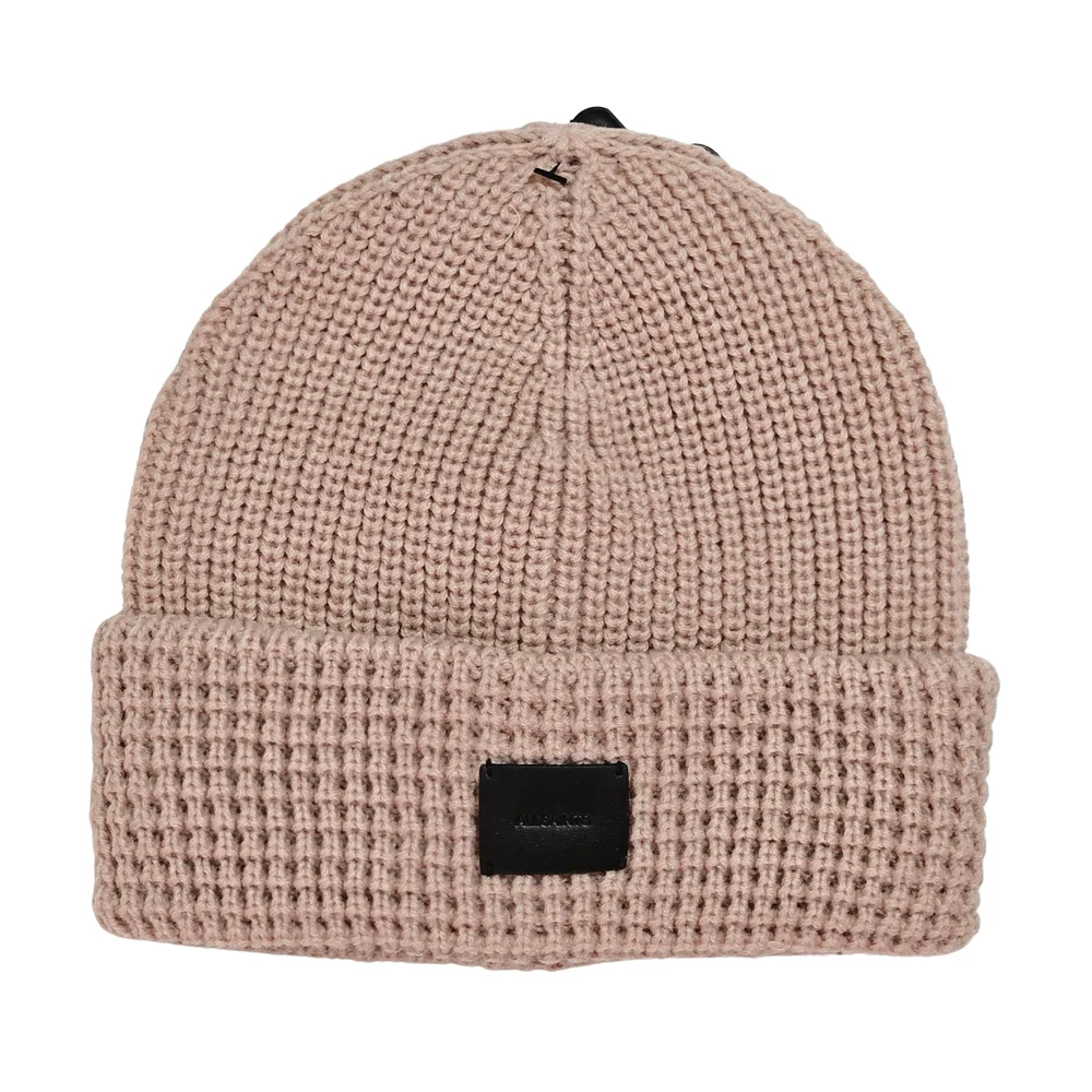All Saints Beanie Hat Mixed Stitch Misty Rose Pink Outdoor Balletcore Streetwear